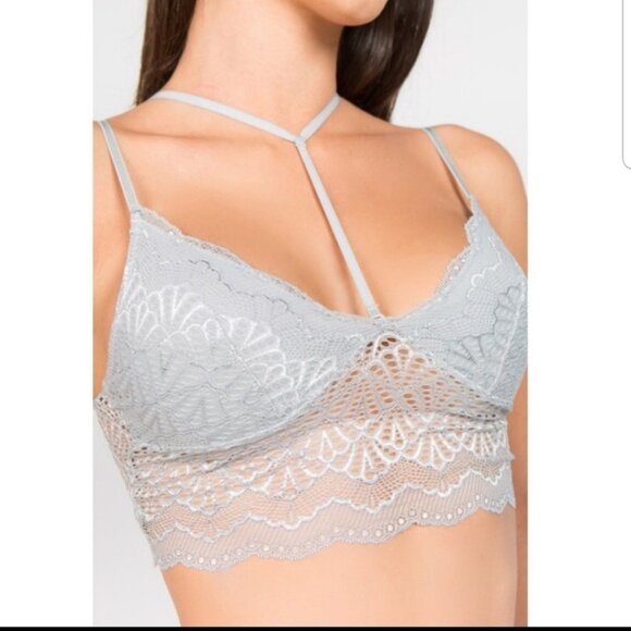 Anemone long line lace choker bralette ivory S/M M/L - Picture 6 of 6